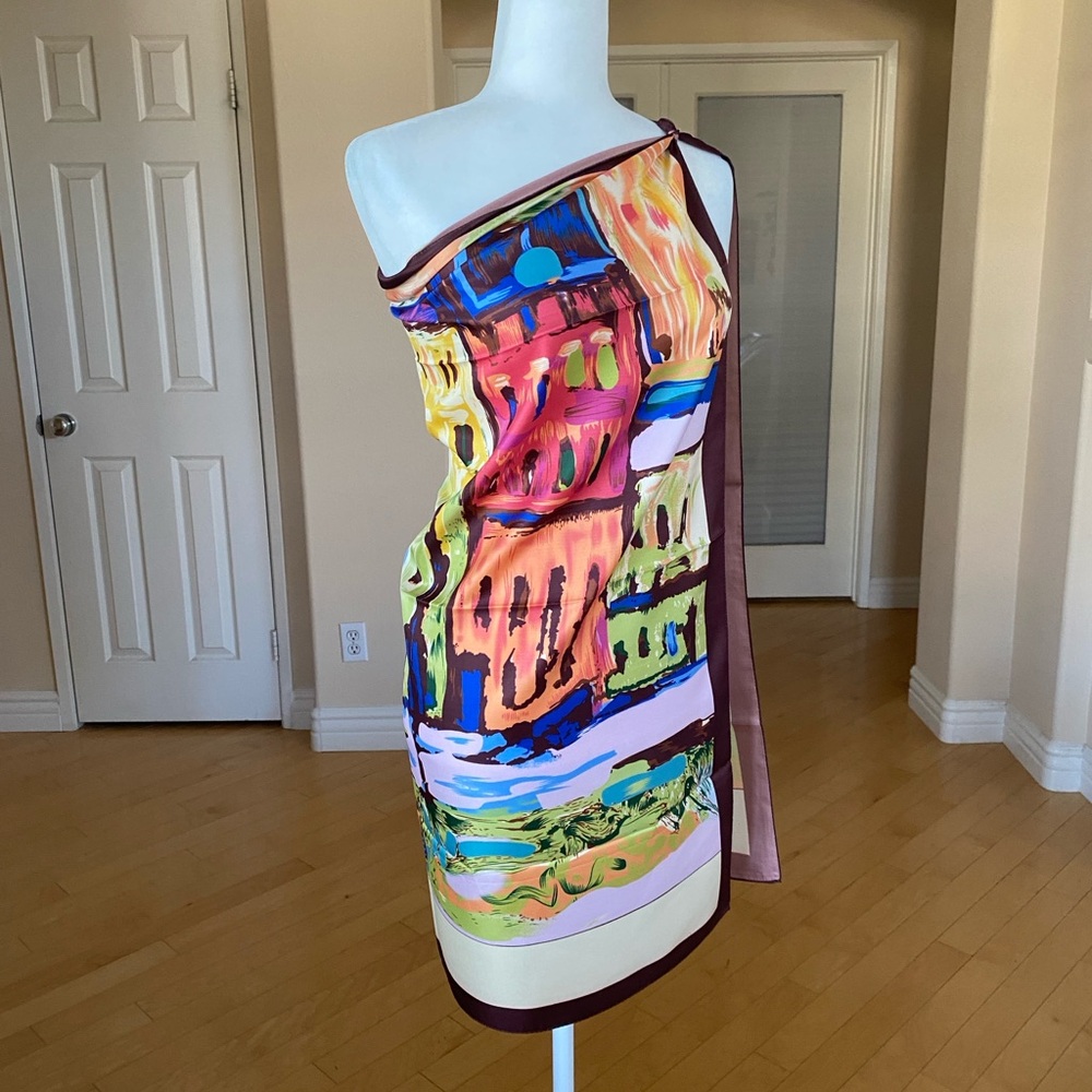 100% Silk Vibrant Multicolor Women's Scarf